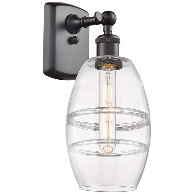 Image 1 Ballston Vaz 9.13" High Oil Rubbed Bronze Sconce With Clear Shade