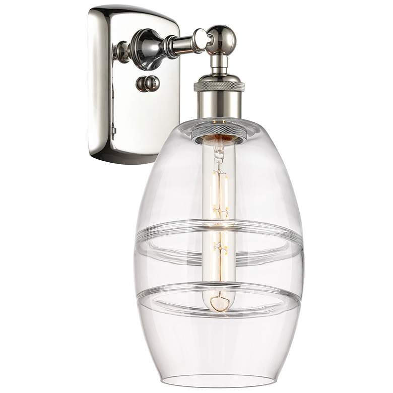 Image 1 Ballston Vaz 9.13" High Polished Nickel Sconce With Clear Shade