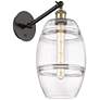 Ballston Vaz 9.88"H Black Brass Vertically Adjustable Sconce w/ Clear