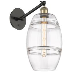Ballston Vaz 9.88"H Black Brass Vertically Adjustable Sconce w/ Clear
