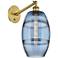 Ballston Vaz 9.88"H Brushed Brass Adjustable Sconce w/ Blue Shade