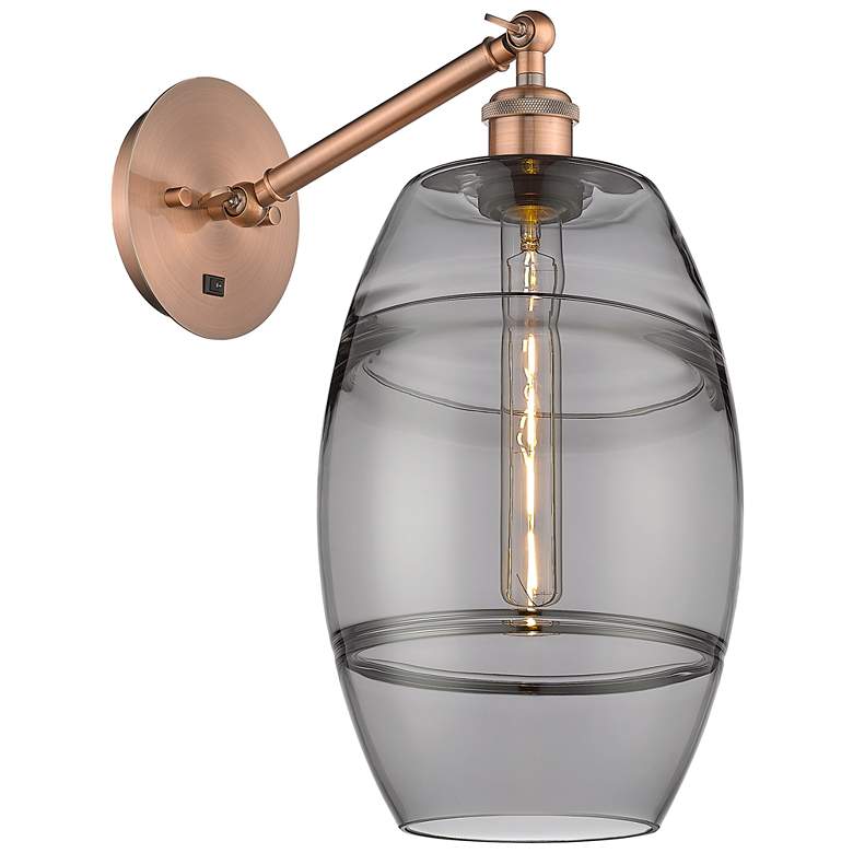 Image 1 Ballston Vaz 9.88"H Copper Vertically Adjustable Sconce w/ Smoke Shade