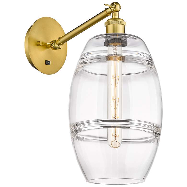 Image 1 Ballston Vaz 9.88"H Gold Vertically Adjustable Sconce w/ Clear Shade