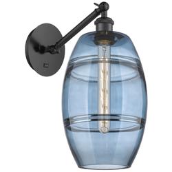 Ballston Vaz 9.88"H Matte Black Vertically Adjustable Sconce w/ Blue S