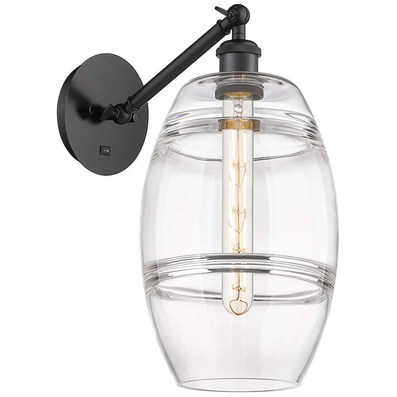 Image 1 Ballston Vaz 9.88"H Matte Black Vertically Adjustable Sconce w/ Clear