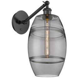 Ballston Vaz 9.88"H Matte Black Vertically Adjustable Sconce w/ Smoke
