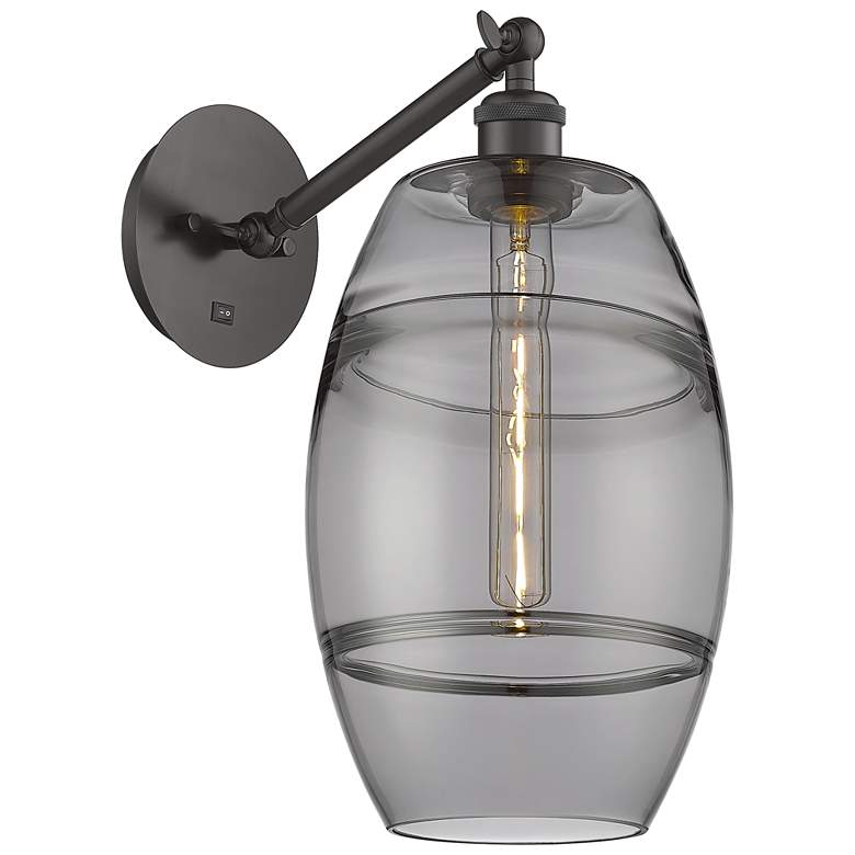 Image 1 Ballston Vaz 9.88"H Oiled Bronze Adjustable Sconce w/ Smoke Shade