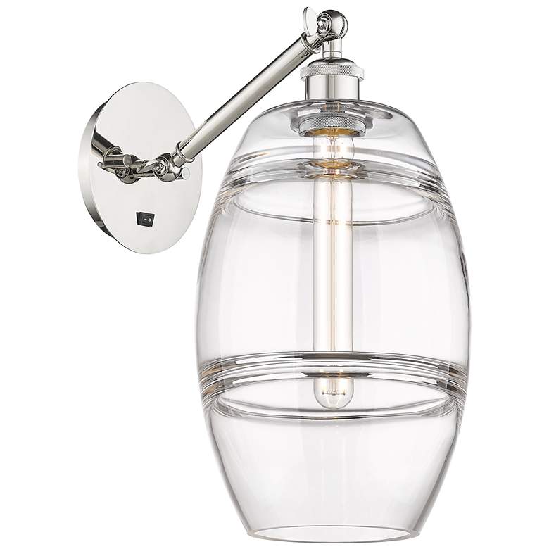 Image 1 Ballston Vaz 9.88"H Polished Nickel Adjustable Sconce w/ Clear Shade