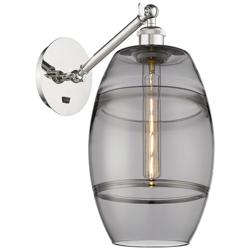 Ballston Vaz 9.88"H Polished Nickel Adjustable Sconce w/ Smoke Shade