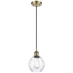 Ballston Waverly 6" Antique Brass Corded Mini Pendant w/ Clear Shade