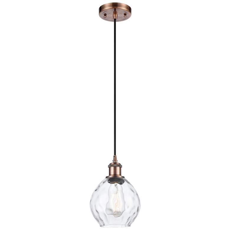 Image 1 Ballston Waverly 6" Antique Copper Corded Mini Pendant w/ Clear Shade