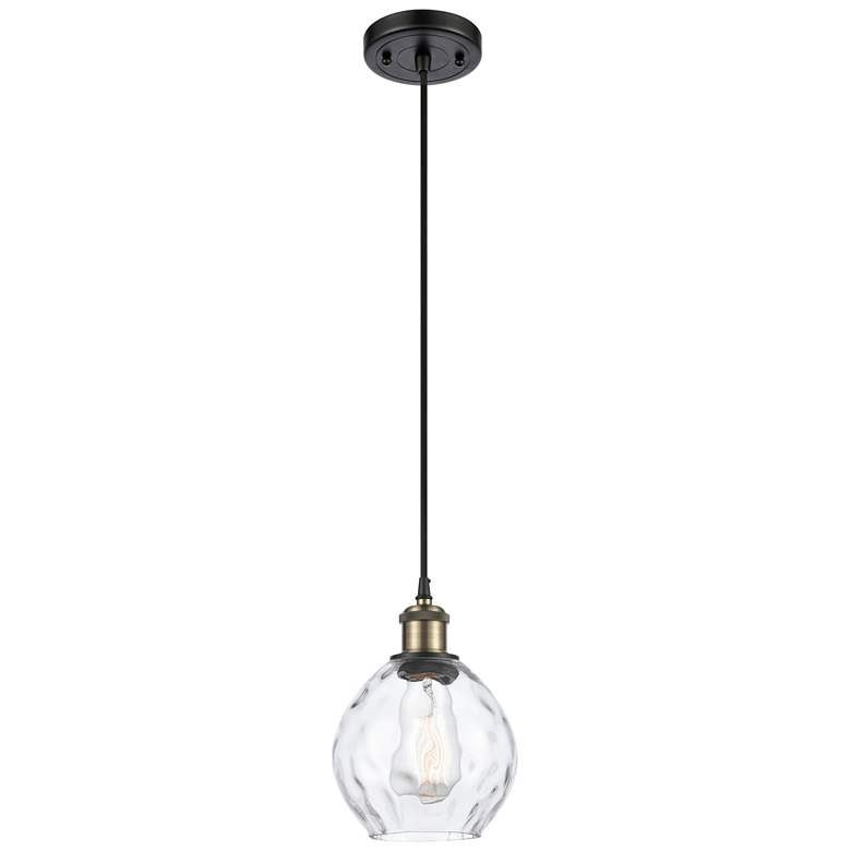 Image 1 Ballston Waverly 6" Black Antique Brass Corded Mini Pendant w/ Clear S