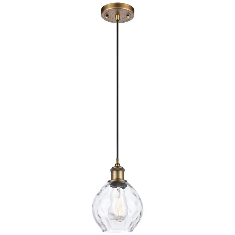 Image 1 Ballston Waverly 6" Brushed Brass Corded Mini Pendant w/ Clear Shade