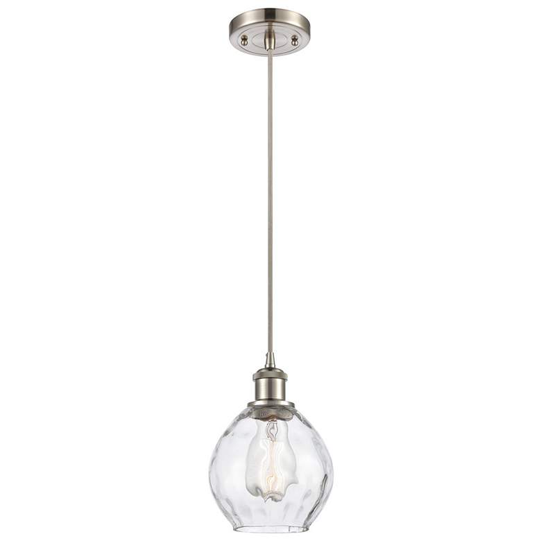 Image 1 Ballston Waverly 6" Brushed Satin Nickel Corded Mini Pendant w/ Clear