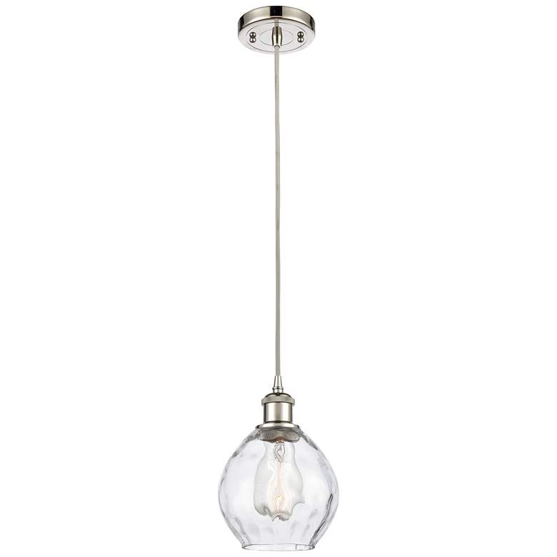 Image 1 Ballston Waverly 6" Polished Nickel Corded Mini Pendant w/ Clear Shade
