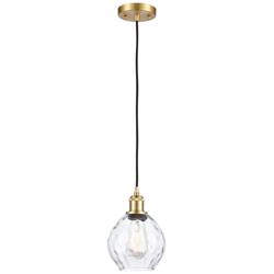 Ballston Waverly 6" Satin Gold Corded Mini Pendant w/ Clear Shade