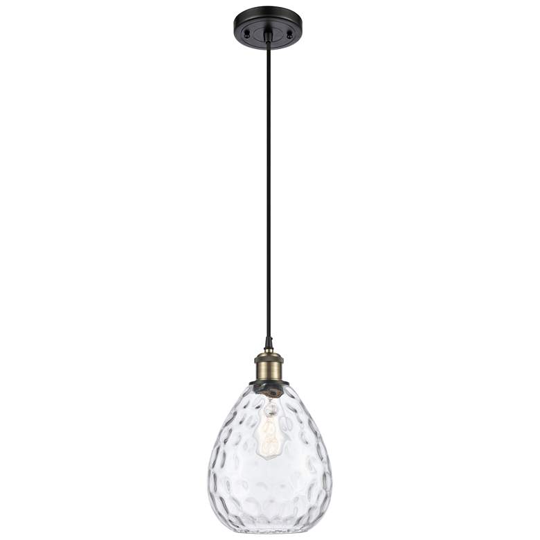 Image 1 Ballston Waverly 8" Wide Black Brass Corded Mini Pendant w/ Clear Shad