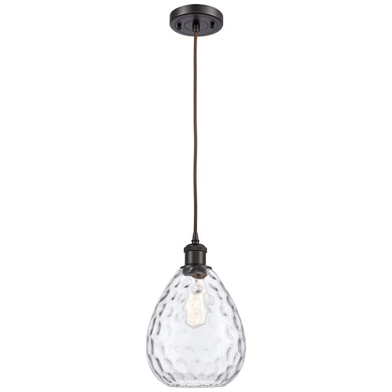 Image 1 Ballston Waverly 8" Wide Bronze Corded Mini Pendant w/ Clear Shade