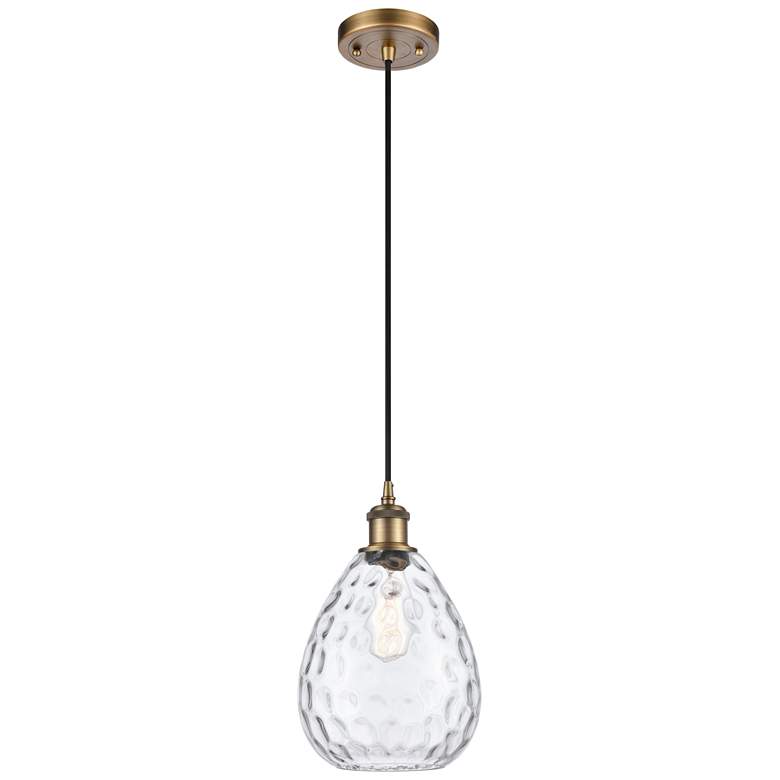Image 1 Ballston Waverly 8" Wide Brushed Brass Corded Mini Pendant w/ Clear Sh