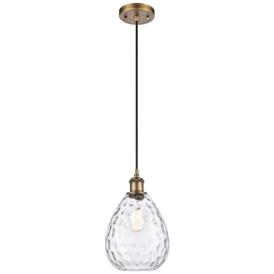 Ballston Waverly 8" Wide Brushed Brass Corded Mini Pendant w/ Clear Sh Ballston Waverly 8" Wide Brushed Brass Corded Mini Pendant w/ Clear Sh