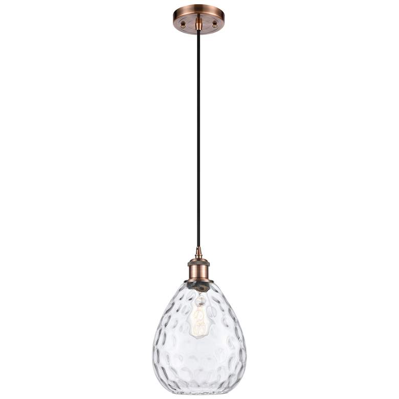 Image 1 Ballston Waverly 8" Wide Copper Corded Mini Pendant w/ Clear Shade