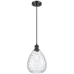 Ballston Waverly 8" Wide Matte Black Corded Mini Pendant w/ Clear Shad