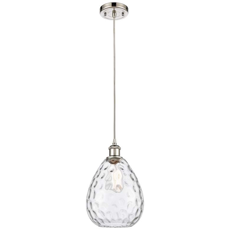 Image 1 Ballston Waverly 8" Wide Polished Nickel Corded Mini Pendant w/ Clear
