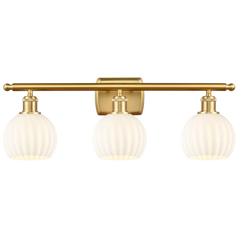 Image 1 Ballston White Venetian 26"W Satin Gold 3-Light Bath Light