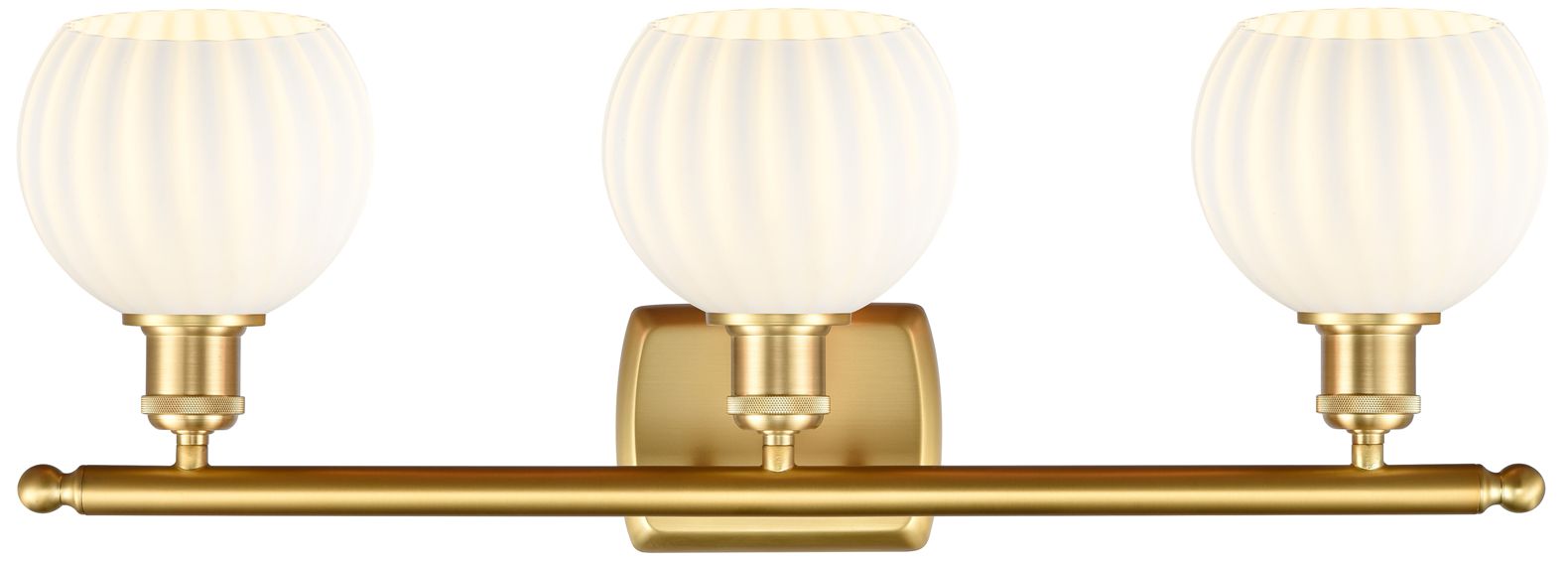 Image 2 Ballston White Venetian 26"W Satin Gold 3-Light Bath Light more views