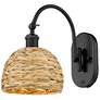Ballston Woven Rattan 12 1/4" High Matte Black Wall Sconce