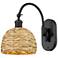 Ballston Woven Rattan 12 1/4" High Matte Black Wall Sconce