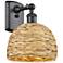 Ballston Woven Rattan 12" High Matte Black Wall Sconce