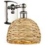 1_Ballston Woven Rattan 12" High Polished Nickel Wall Sconce