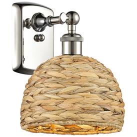 Ballston Woven Rattan 12" High Polished Nickel Wall Sconce Ballston Woven Rattan 12" High Polished Nickel Wall Sconce