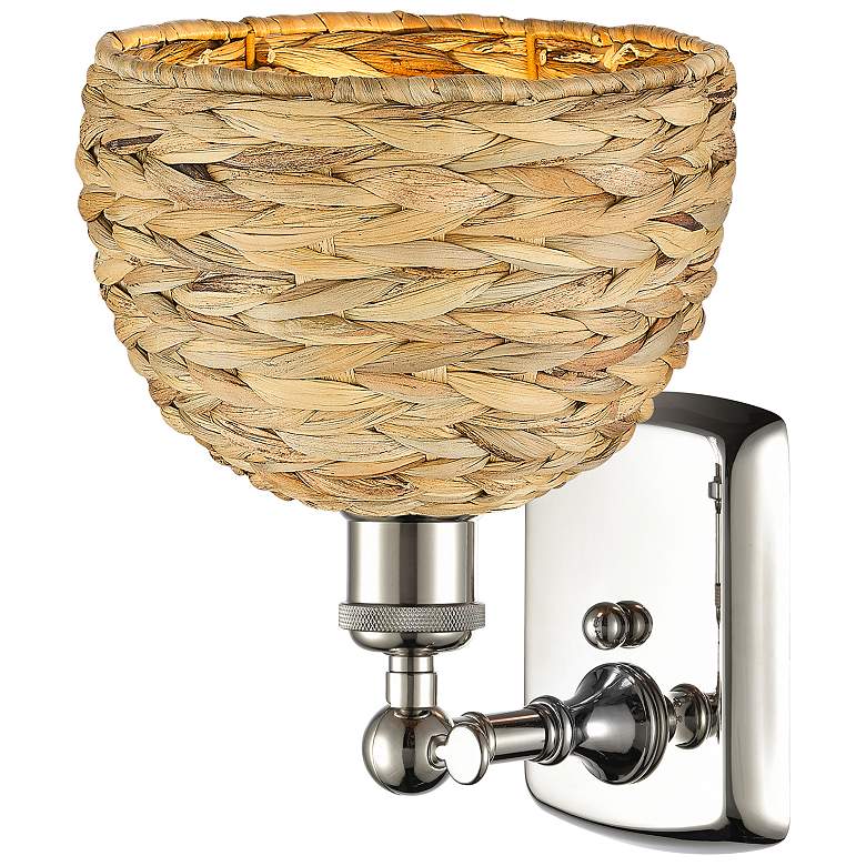 Image 2 Ballston Woven Rattan 12" High Polished Nickel Wall Sconce more views