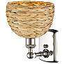 2_Ballston Woven Rattan 12" High Polished Nickel Wall Sconce more views