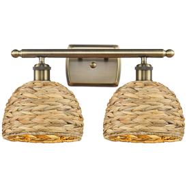 Ballston Woven Rattan 12"H Antique Brass 2-Light Wall Sconce Ballston Woven Rattan 12"H Antique Brass 2-Light Wall Sconce