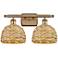 Ballston Woven Rattan 12"H Brushed Brass 2-Light Wall Sconce