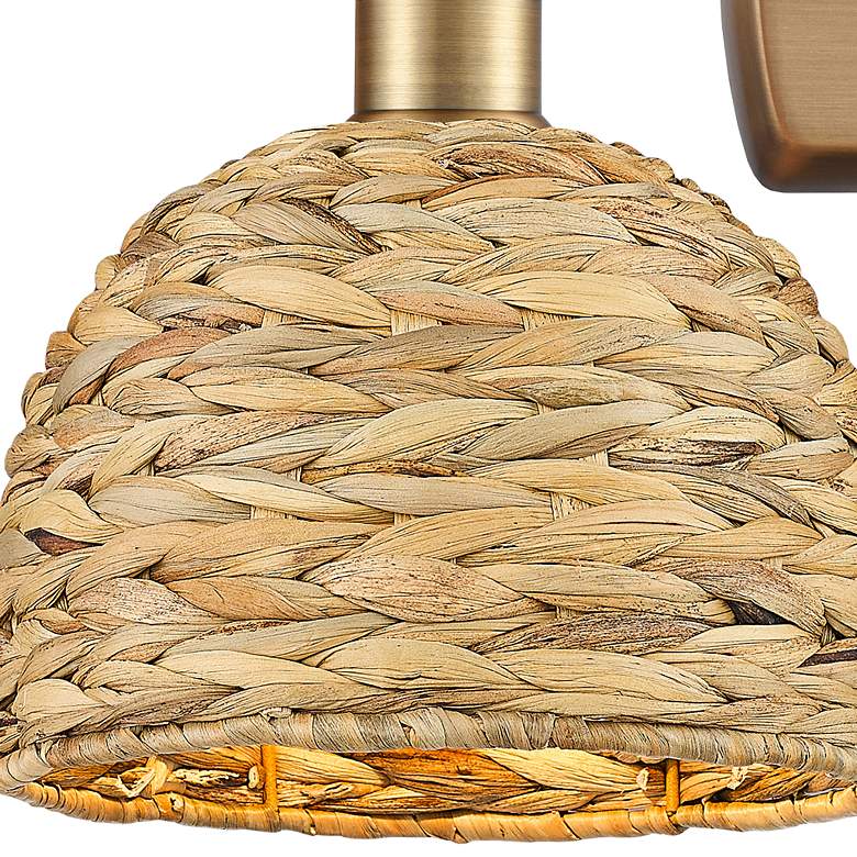 Image 2 Ballston Woven Rattan 12"H Brushed Brass 2-Light Wall Sconce more views
