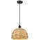 Ballston Woven Rattan 12"W Oil-Rubbed Bronze Mini Pendant