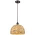Ballston Woven Rattan 12"W Oil-Rubbed Bronze Mini Pendant