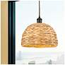 2_Ballston Woven Rattan 12"W Oil-Rubbed Bronze Mini Pendant more views