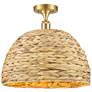 Ballston Woven Rattan 15 3/4" Wide Satin Gold Ceiling Light