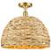 Ballston Woven Rattan 15 3/4" Wide Satin Gold Ceiling Light