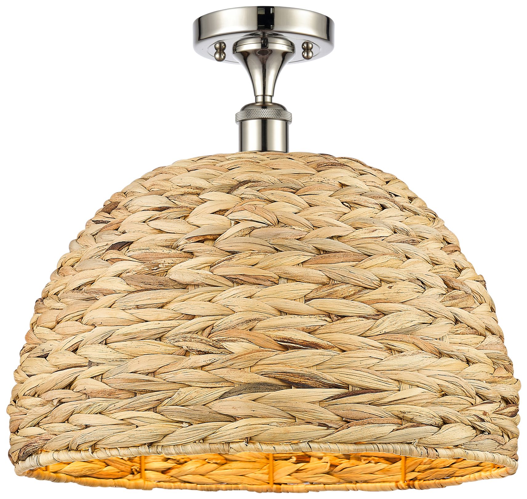 Ballston Woven Rattan 15 3/4"W Polished Nickel Ceiling Light