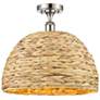 1_Ballston Woven Rattan 15 3/4"W Polished Nickel Ceiling Light