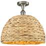 Ballston Woven Rattan 15 3/4"W Satin Nickel Ceiling Light