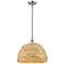 Ballston Woven Rattan 15 3/4"W Satin Nickel Pendant Light