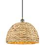 1_Ballston Woven Rattan 16" Wide Antique Brass Pendant Light