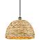 Ballston Woven Rattan 16" Wide Antique Brass Pendant Light